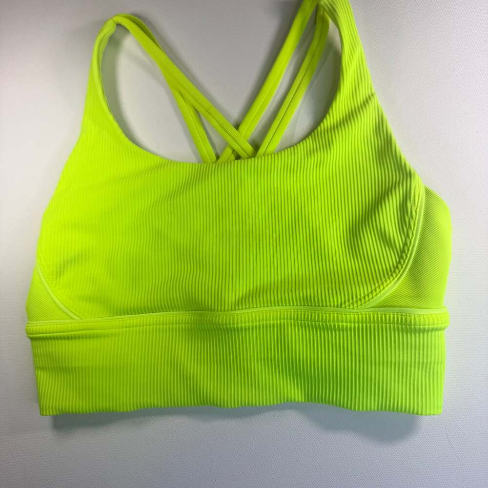 Lululemon Energy Longline Bra Ribbed Luxtreme Highlight Yellow Size 6 B-D Cups